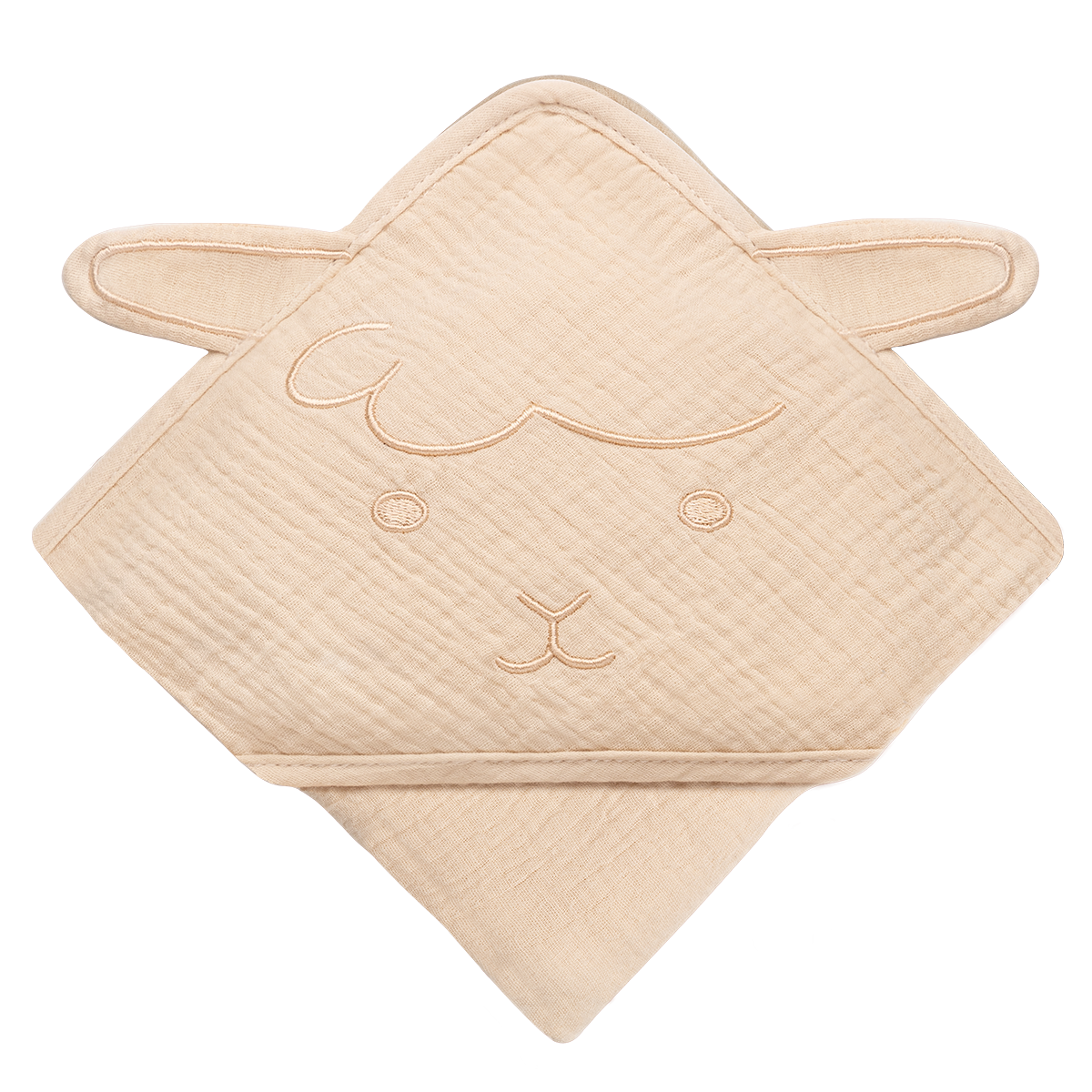 baby blanket or towel product view 4 Lionelo Muslin Hooded Towel Beige Sand