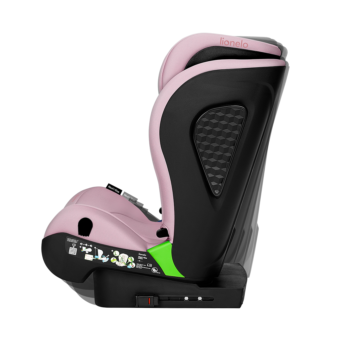 i-Size booster car seat product view 7 Lionelo Neal i-Size Pink Lilac