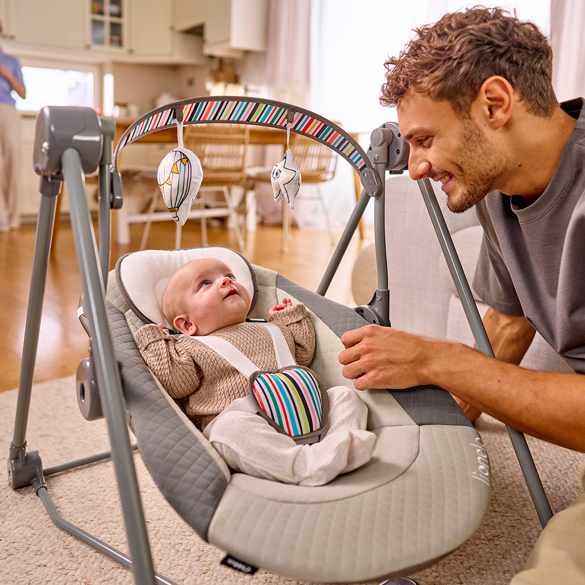 baby bouncer or rocker product view 3 Lionelo Otto Cozy Grey