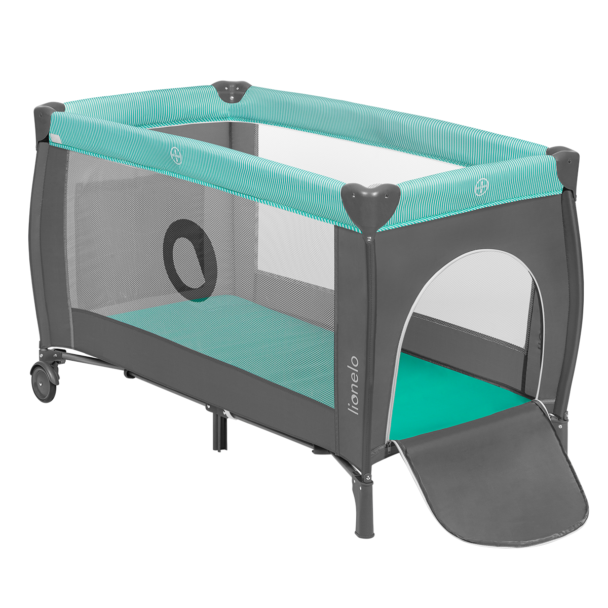 travel cot product view 2 Lionelo Sven Plus Turquoise Grey